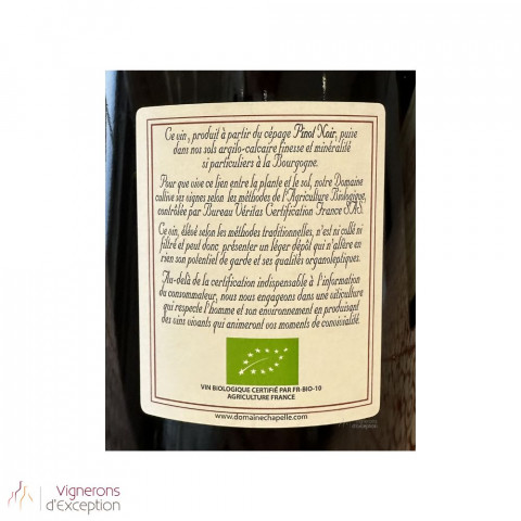 Domaine Chapelle Santenay rouge 1er cru "La Comme" 2019 bouteille 2