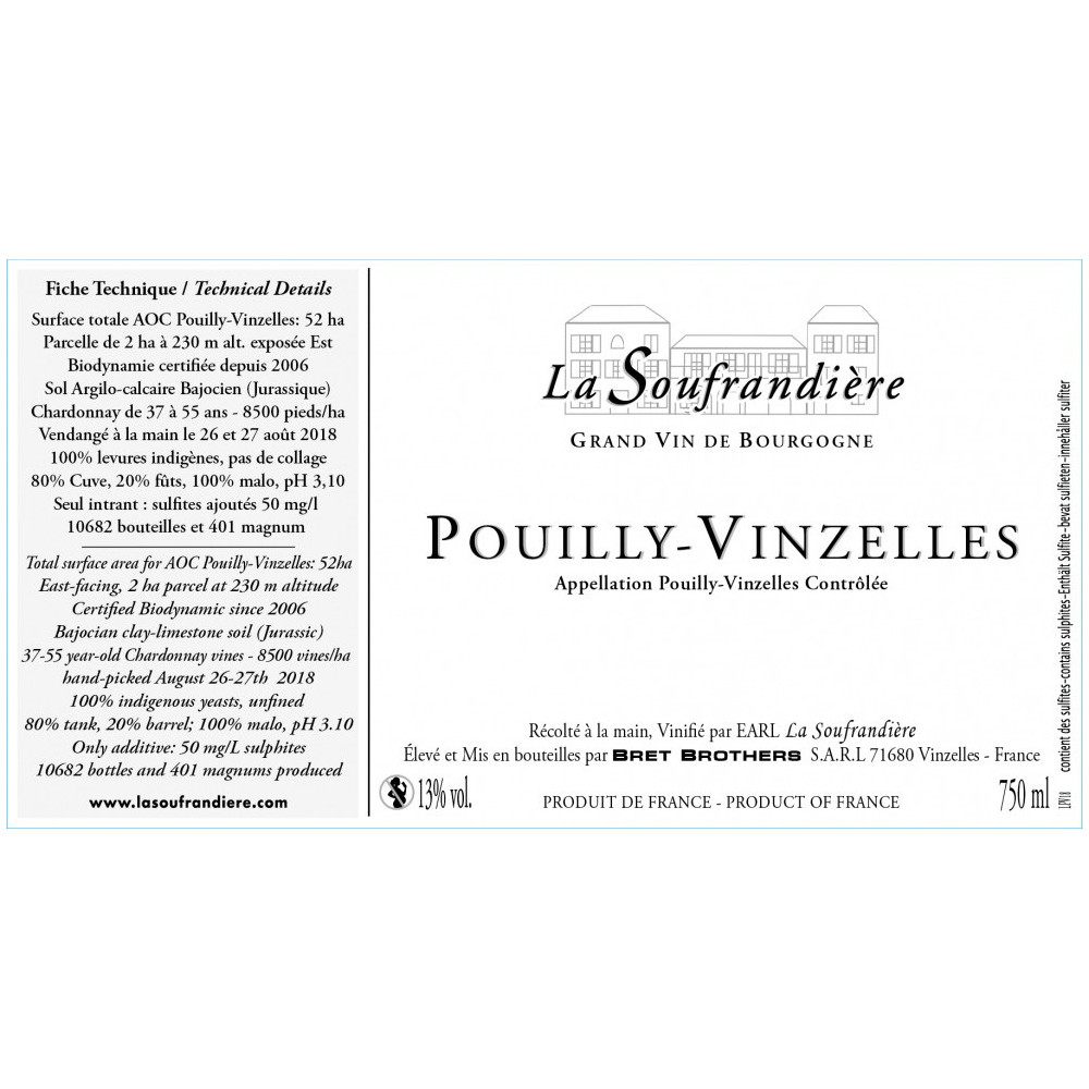 Bret Brothers Domaine La Soufrandière Pouilly-Vinzelles 2022 etiquette