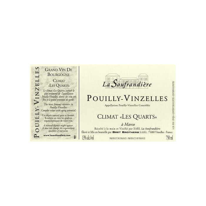 Bret Brothers Domaine La Soufrandière Pouilly-Vinzelles "Les  Quarts" 2022 etiquette