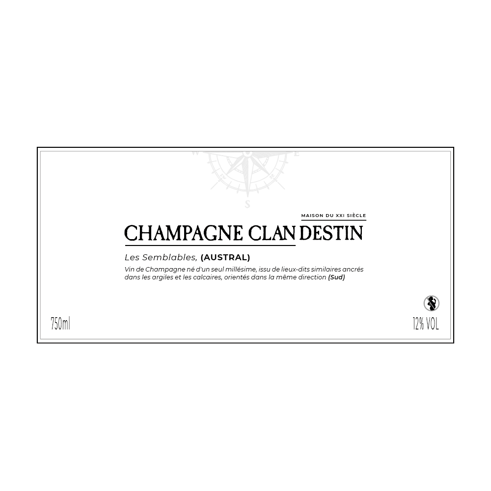 Champagne Clandestin Les Semblables "Austral" Brut Nature 2020 etiquette