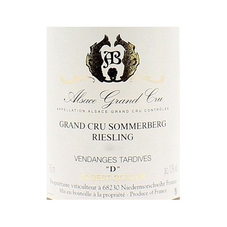 Domaine Albert Boxler Riesling Grand Cru Sommerberg "D" Vieilles Vignes Vendanges Tardives 2011 sweet white Domaine Albert Boxler Riesling Grand Cru Sommerberg "D" Vieilles Vignes Vendanges Tardives 2011 sweet white