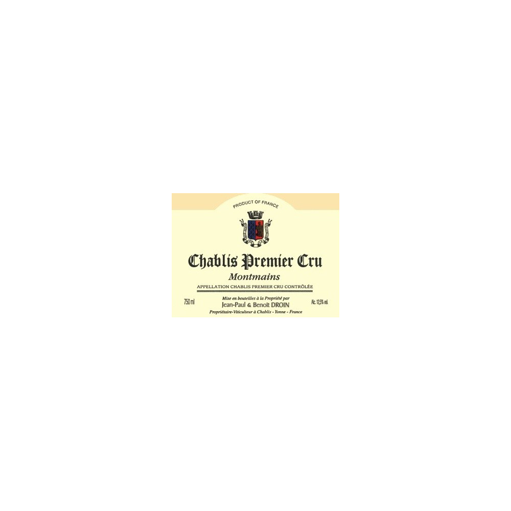 Domaine J-P et Benoit Droin Chablis 1er Cru Montmains 2023 étiquette