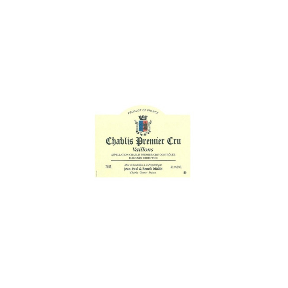 Domaine J-P et Benoit Droin Chablis 1er Cru Vaillons 2023 étiquette