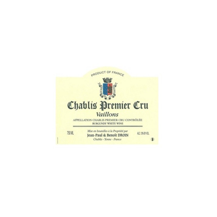 Domaine J-P et Benoit Droin Chablis 1er Cru Vaillons 2023 étiquette
