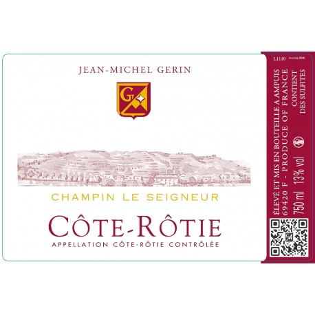 Jean Michel Gerin Cote Rotie Champin le Seigneur 2022 etiquette