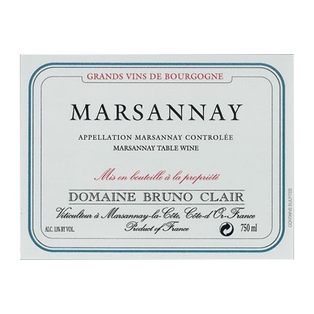 Domaine Bruno Clair Marsannay blanc sec 2013 etiquette Domaine Bruno Clair Marsannay blanc sec 2013 etiquette