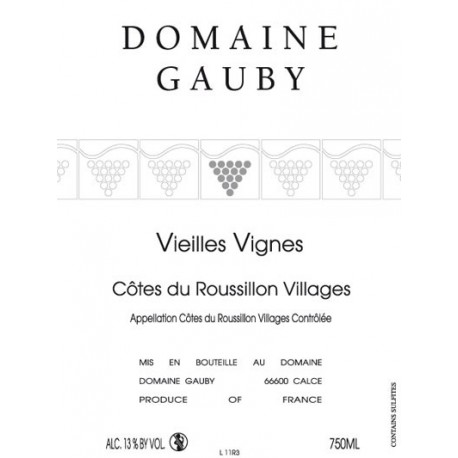 Domaine Gauby "Vieilles Vignes" rouge 2012 etiquette Domaine Gauby "Vieilles Vignes" rouge 2012 etiquette