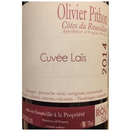 Domaine Olivier Pithon "Laïs" rouge 2014 etiquette