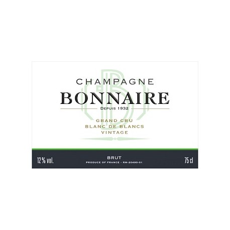 Champagne Bonnaire Grand Cru Blanc de Blancs Vintage 2006 etiquette