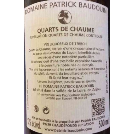 Domaine Patrick Baudouin Quarts de Chaume "Les Zersilles" blanc liquoreux 2010