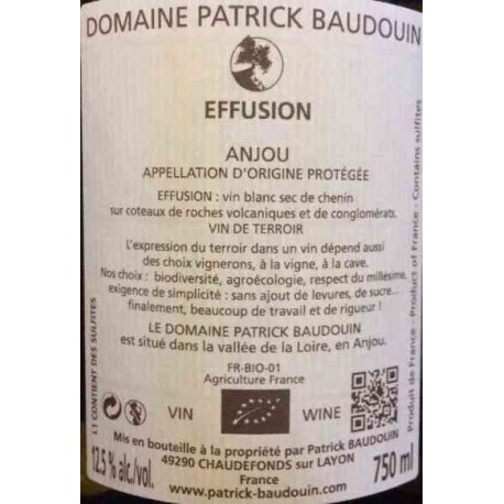 Domaine Patrick Baudouin "Effusion" blanc sec 2013