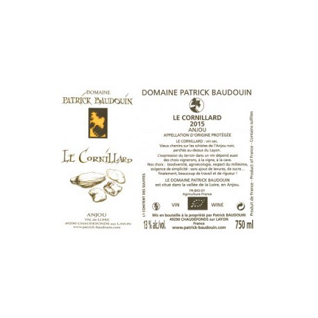 Domaine Patrick Baudouin Le Cornillard 2015 contre etiquette