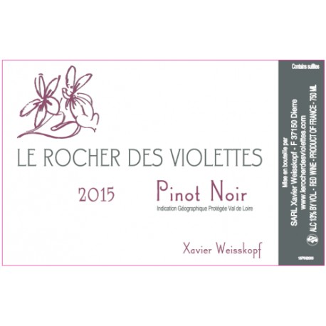 Le Rocher des Violettes "Pinot noir" rouge 2015 etiquette Le Rocher des Violettes "Pinot noir" rouge 2015 etiquette
