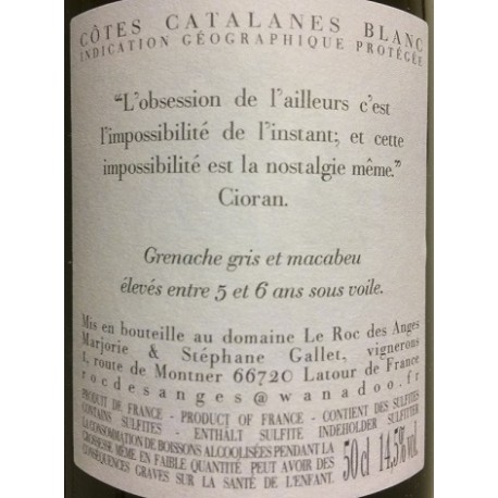Le Roc des Anges "Cioran" Vin de voile contre etiquette