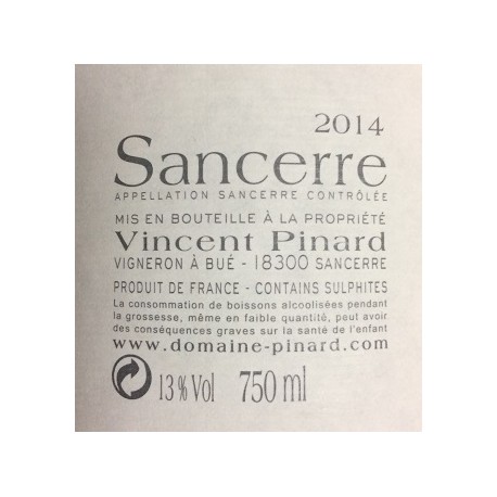Domaine Vincent Pinard Sancerre "Le Chateau" blanc 2014