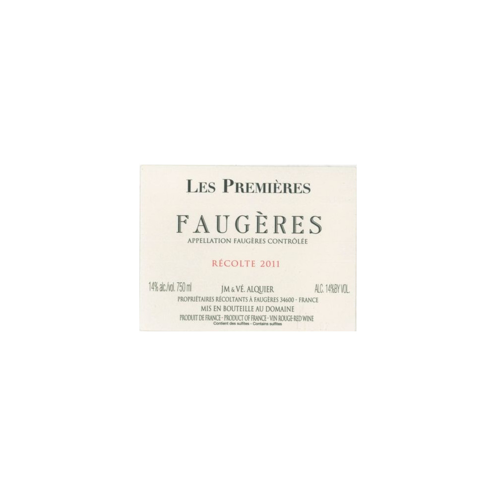 Domaine Jean-Michel Alquier Faugeres "Les Premieres" red 2011 Domaine Jean-Michel Alquier Faugeres "Les Premieres" red 2011