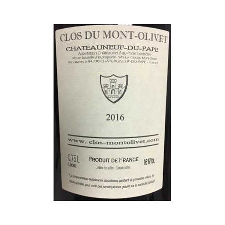 Clos du mont olivet chateauneuf du pape 2016 contre etiquette