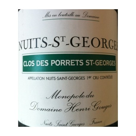 Domaine Henri Gouges Nuits Saint Georges 1er Cru Clos des Porrets Saint Georges 2016 etiquette Domaine Henri Gouges Nuits Saint Georges 1er Cru Clos des Porrets Saint Georges 2016 etiquette