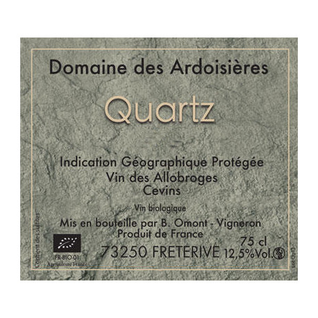 Domaine des Ardoisières "Quartz" blanc sec 2017 etiquette