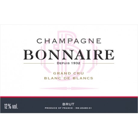 Champagne Bonnaire Grand Cru Blanc de Blancs mathusalem etiquette