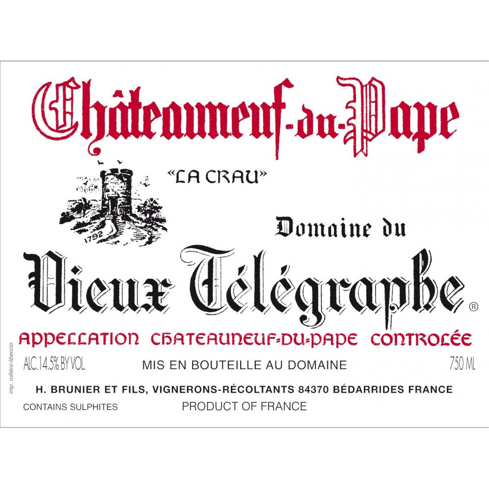 Domaine du Vieux Telegraphe Chateauneuf-du-Pape rouge 2011 etiquette Domaine du Vieux Telegraphe Chateauneuf-du-Pape rouge 2011 etiquette