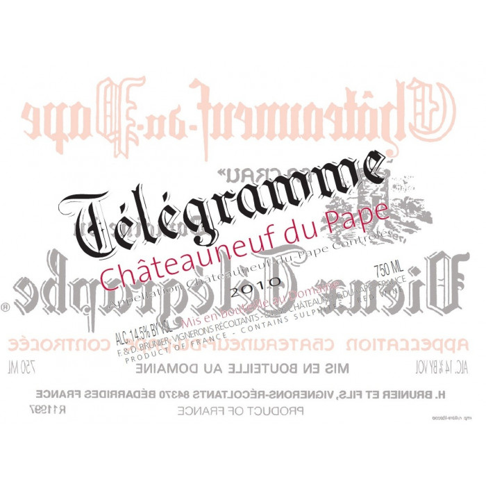 Vignobles Brunier Châteauneuf-du-Pape "Télégramme" rouge 2011 (75 cl) Vignobles Brunier Châteauneuf-du-Pape "Télégramme" rouge 2011 (75 cl)