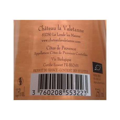 Chateau La Valetanne Cotes de Provence "Vieilles Vignes" rose 2018