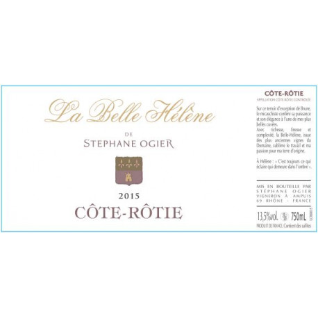 Cote Rotie Stephane Ogier La Belle Helene 2015 etiquette Cote Rotie Stephane Ogier La Belle Helene 2015 etiquette