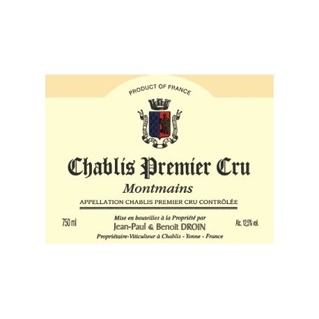 Domaine J-P et Benoit Droin Chablis 1er Cru Montmains 2018 etiquette