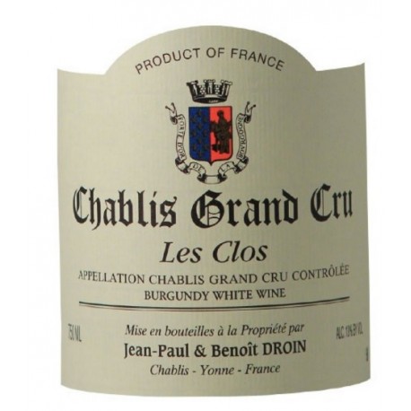 Domaine Jean-Paul et Benoît Droin Chablis Grand Cru Les Clos 2018 etiquette