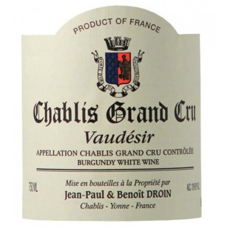 Domaine Jean-Paul et Benoit Droin Chablis Grand Cru Vaudésir 2018 etiquette