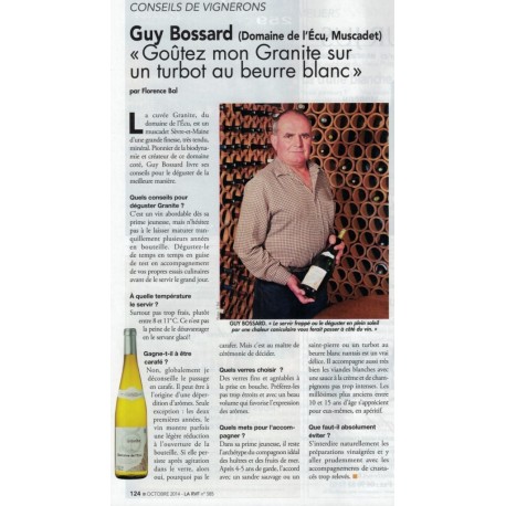 Domaine de l'Ecu Muscadet de Sèvre et Maine "Granite" blanc sec article de presse