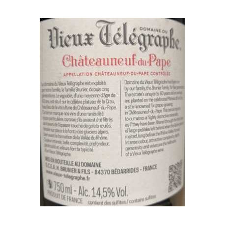 Domaine du Vieux Telegraphe Chateauneuf-du-Pape rouge 2016 contre etiquette