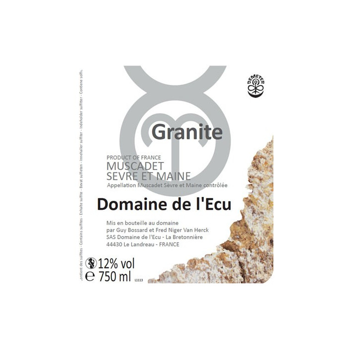 Domaine de l'Ecu Muscadet de Sevre et Maine "Granite" dry white 2011 Domaine de l'Ecu Muscadet de Sevre et Maine "Granite" dry white 2011
