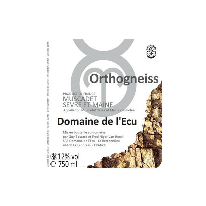 Domaine de l'Ecu Muscadet de Sevre et Maine "Orthogneiss" dry white 2011 Domaine de l'Ecu Muscadet de Sevre et Maine "Orthogneiss" dry white 2011