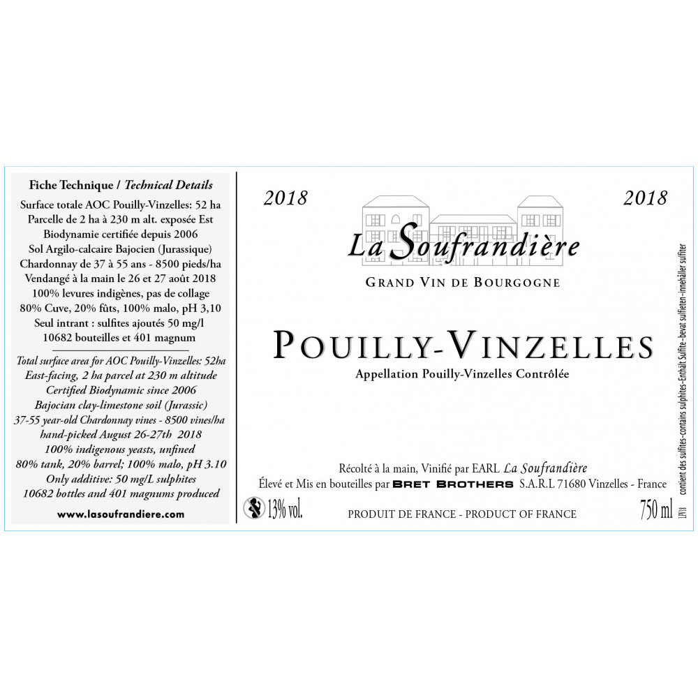 Bret Brothers Domaine La Soufrandiere Pouilly-Vinzelles dry white 2018
