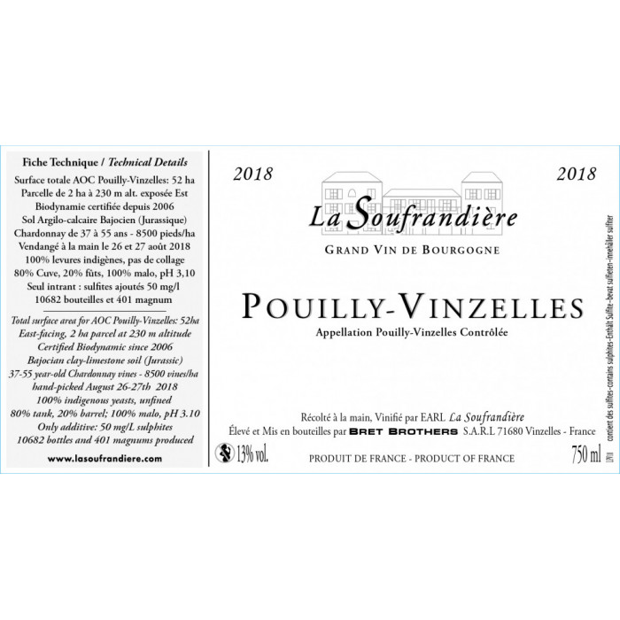 Bret Brothers Domaine La Soufrandiere Pouilly-Vinzelles dry white 2018