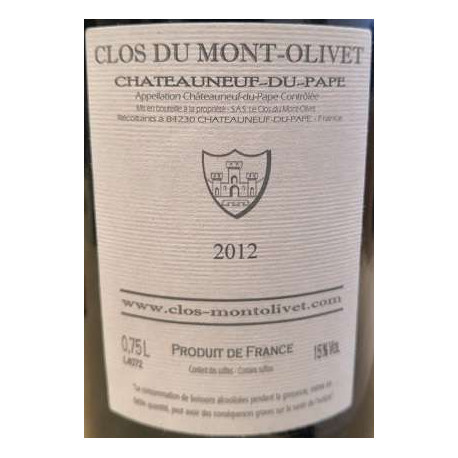 Clos du mont olivet chateauneuf du pape rouge 2012 contre etiquette
