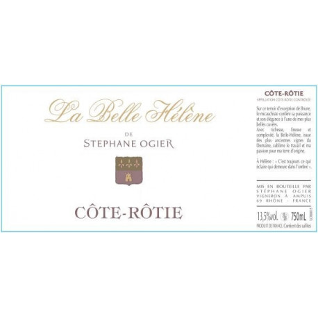 Cote Rotie Stephane Ogier La Belle Helene 2016 etiquette Cote Rotie Stephane Ogier La Belle Helene 2016 etiquette