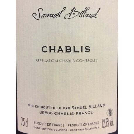 Domaine Samuel Billaud Chablis grands terroirs 2018 contre etiquette
