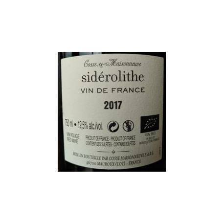 Domaine Cosse-Maisonneuve "Siderolithe" (cabernet franc) rouge 2017 contre
