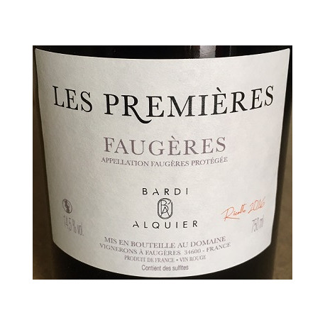 Domaine Bardi d'Alquier Faugeres Les Premieres 2017 etiquette Domaine Bardi d'Alquier Faugeres Les Premieres 2017 etiquette