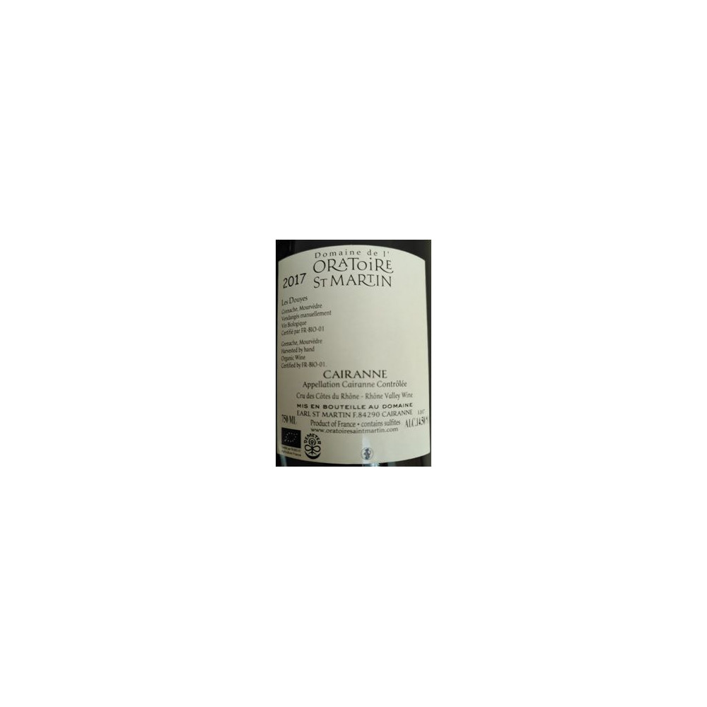 Domaine de l'Oratoire Saint-Martin "Les Douyes" rouge 2017 magnum contre