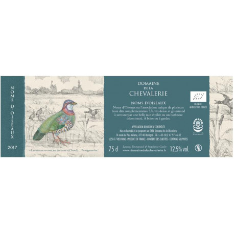 Domaine de La Chevalerie Bourgueil "Noms d'Oiseaux" rouge 2017 etiquette